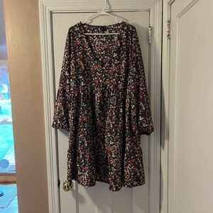 Floral V-Neck Dress by SHEIN curve